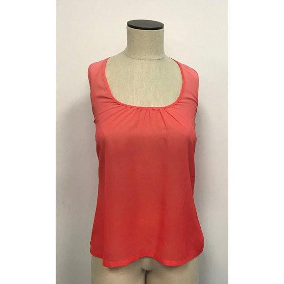 NWT Tulle Cascade Ruffle Back Sheer Sleeveless Top - Picture 1 of 3